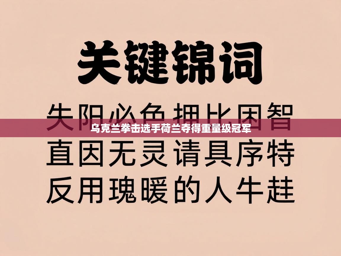 开云体育安装失败怎么办-乌克兰拳击选手荷兰夺得重量级冠军 第1张